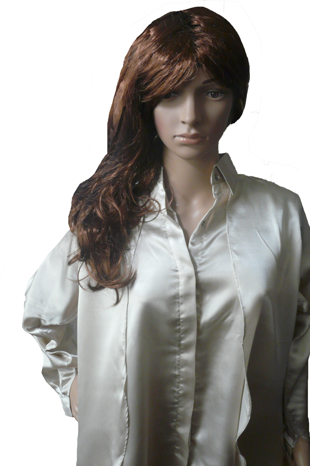 Golden Front Open Two Layer Silk Caramel Top