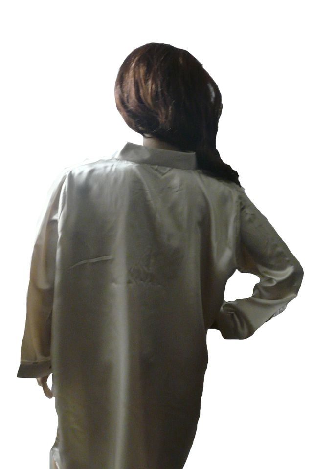 Golden Front Open Two Layer Silk Caramel Top