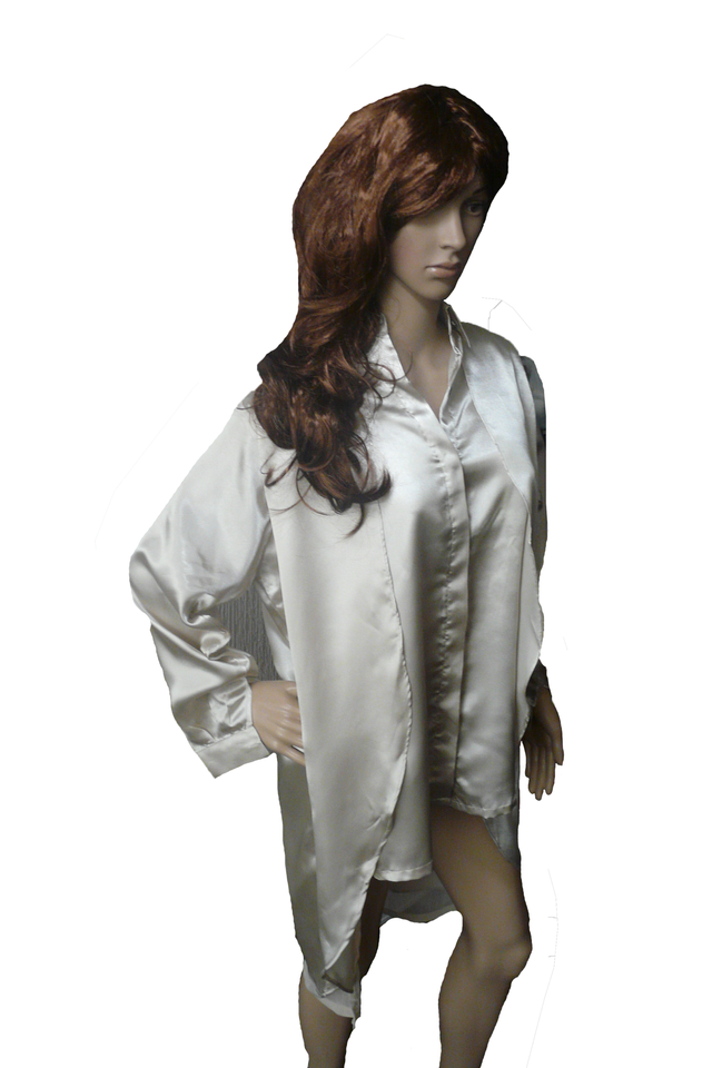 Golden Front Open Two Layer Silk Caramel Top