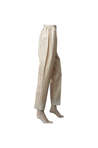 Skin Colour Cotton Embroidered Trouser/Pants