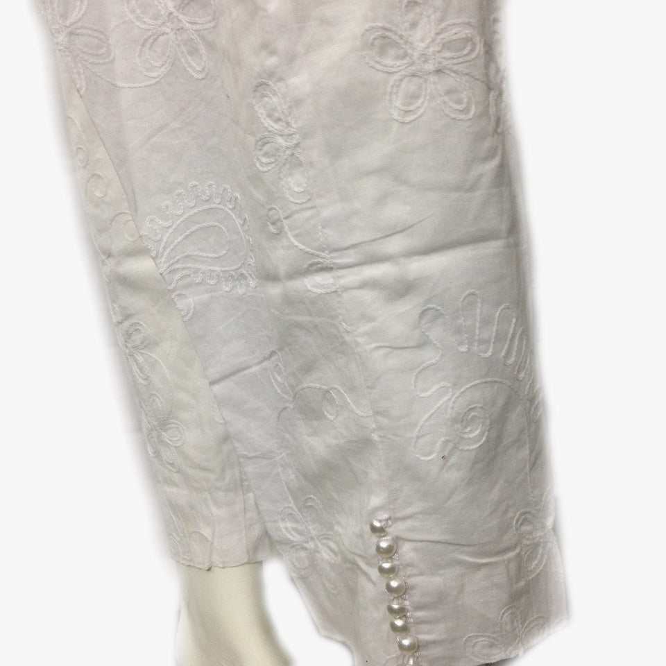 White Embroided Lawn Trouser