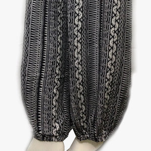 Loose Nightwear Printed Trouser Black Linen