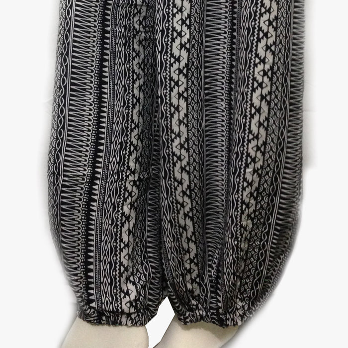 Loose Nightwear Printed Trouser Black Linen
