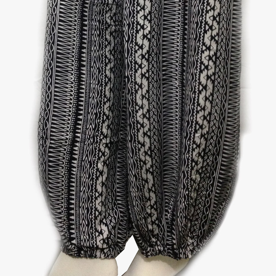 Loose Nightwear Printed Trouser Black Linen