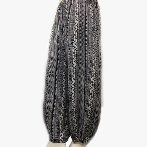 Loose Nightwear Printed Trouser Black Linen