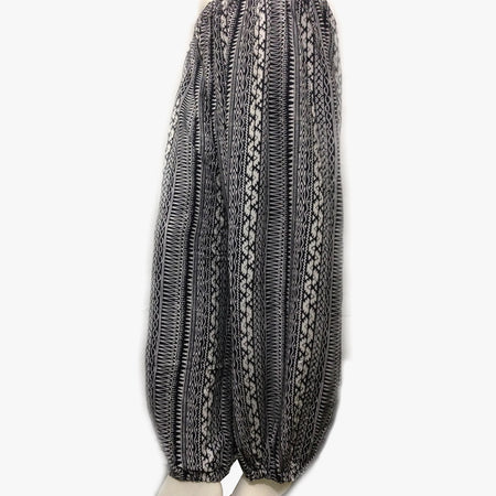 Loose Nightwear Printed Trouser Black Linen
