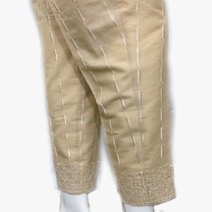 Skin Colour Cotton Embroidered Trouser/Pants