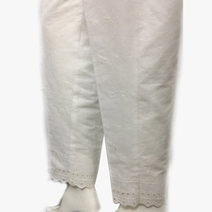 White Cotton Full Embroided Trouser