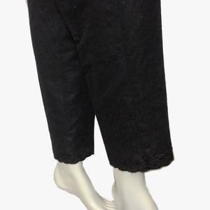 Black Cotton Full Embroided Trouser