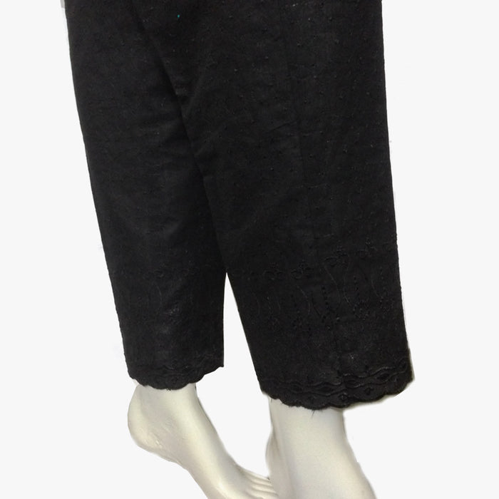 Black Cotton Full Embroided Trouser