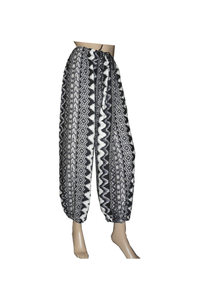 Loose Nightwear Black Printed Trouser