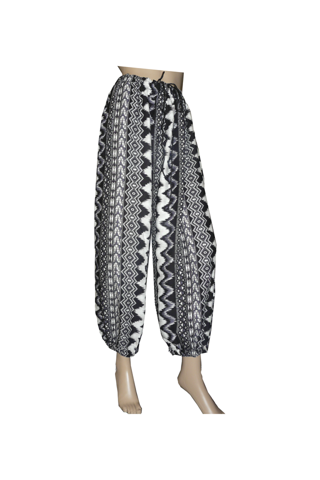 Loose Nightwear Black Printed Trouser