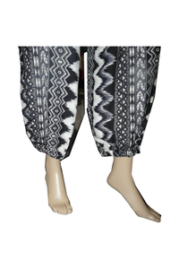 Loose Nightwear Black Printed Trouser