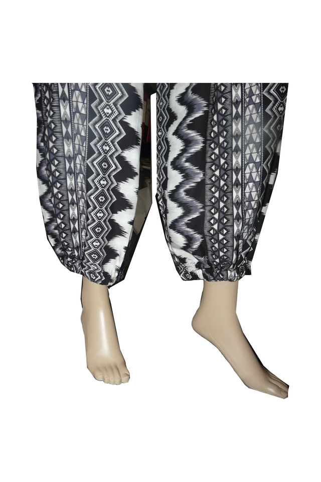 Loose Nightwear Black Printed Trouser