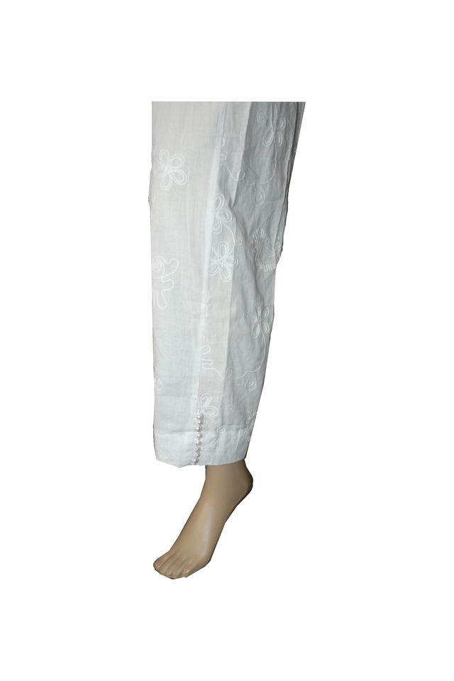 White Embroided Lawn Trouser