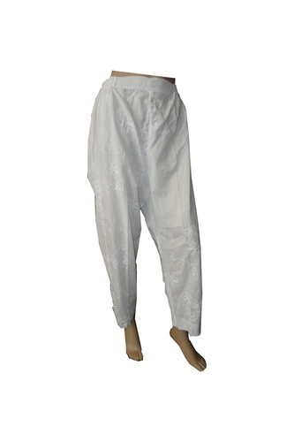 White Embroided Lawn Trouser