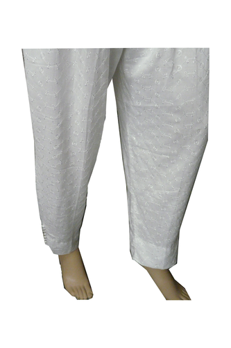 White Linen Full Embroided Trouser