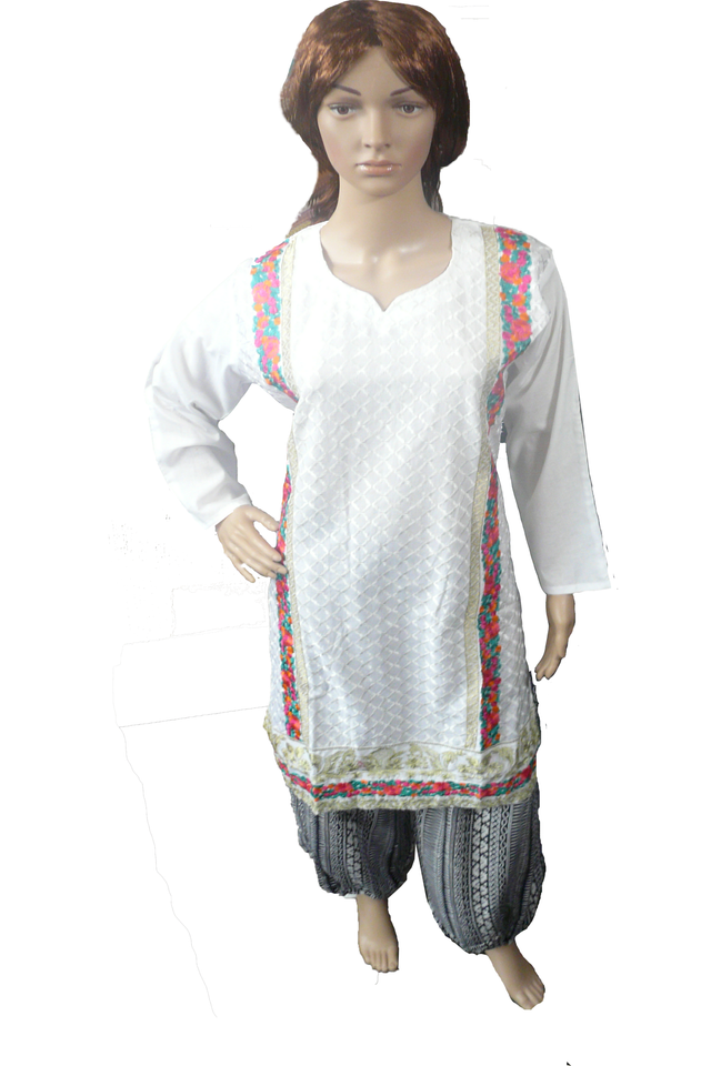 Zari Border Embroided Cotton Kurti